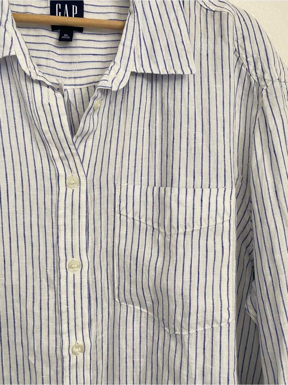 GAP Men's 100% Linen Striped Button-Up Shirt Size XL NWT - Picture 5 of 12
